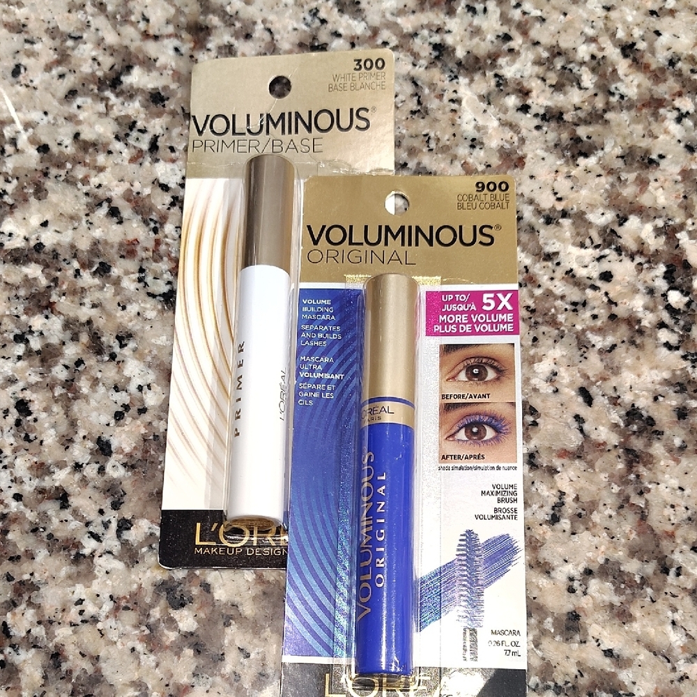 L'Oreal Voluminous Primer and Mascara Set - White and Blue